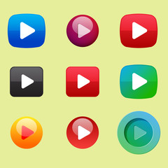 UI interface button play media internet website element online player mark click vector illustration.