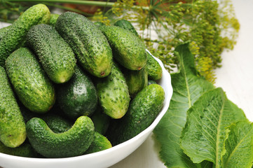 Cucumbers and vegetables for preserving and conservation