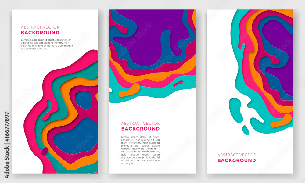 Poster Banner color abstract multi gradient color vector layers effect pattern paper cut