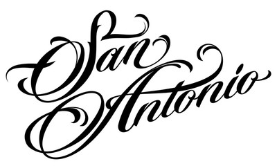 San Antonio lettering in tattoo style