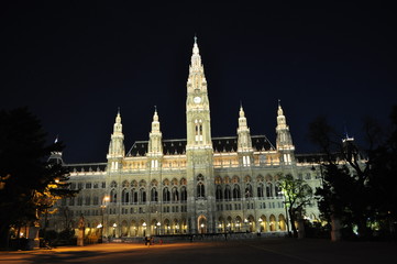 Vienna town hall at night