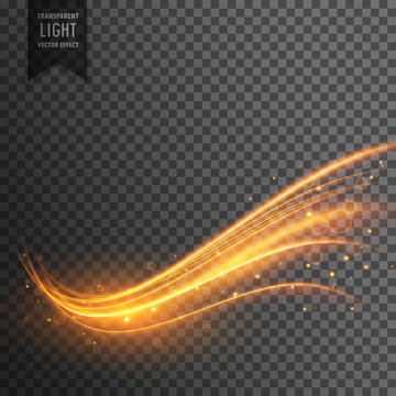 stylish transparent light effect in wavy shape with trail and sparkle