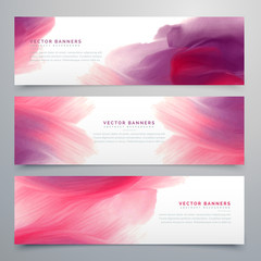 pink watercolor banners set template
