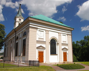 Kościół Ewangelicko-Augsburski apostołów Piotra i Pawła w Wiśle, wybudowany w 1838 roku w stylu klasycystycznym. - obrazy, fototapety, plakaty