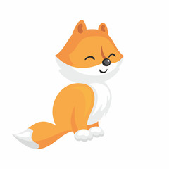 The image of cute little fox in cartoon style. Vector children’s illustration. 