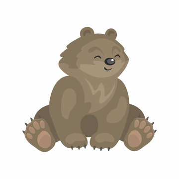The image of cute little bear in cartoon style. Vector children’s illustration. 