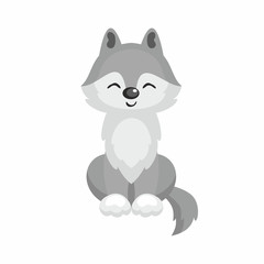Naklejka premium The image of cute little wolf in cartoon style. Vector children’s illustration. 