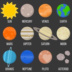 solar system planet, flat design icon