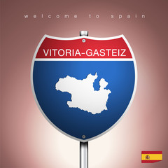 The City label and map of Spain In American Signs Style