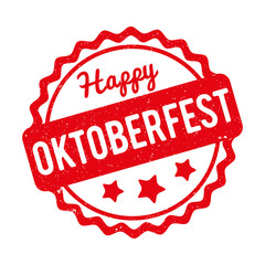 Oktoberfest rubber stamp red on a white background.