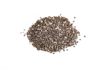 Heap of Chia seeds with white background