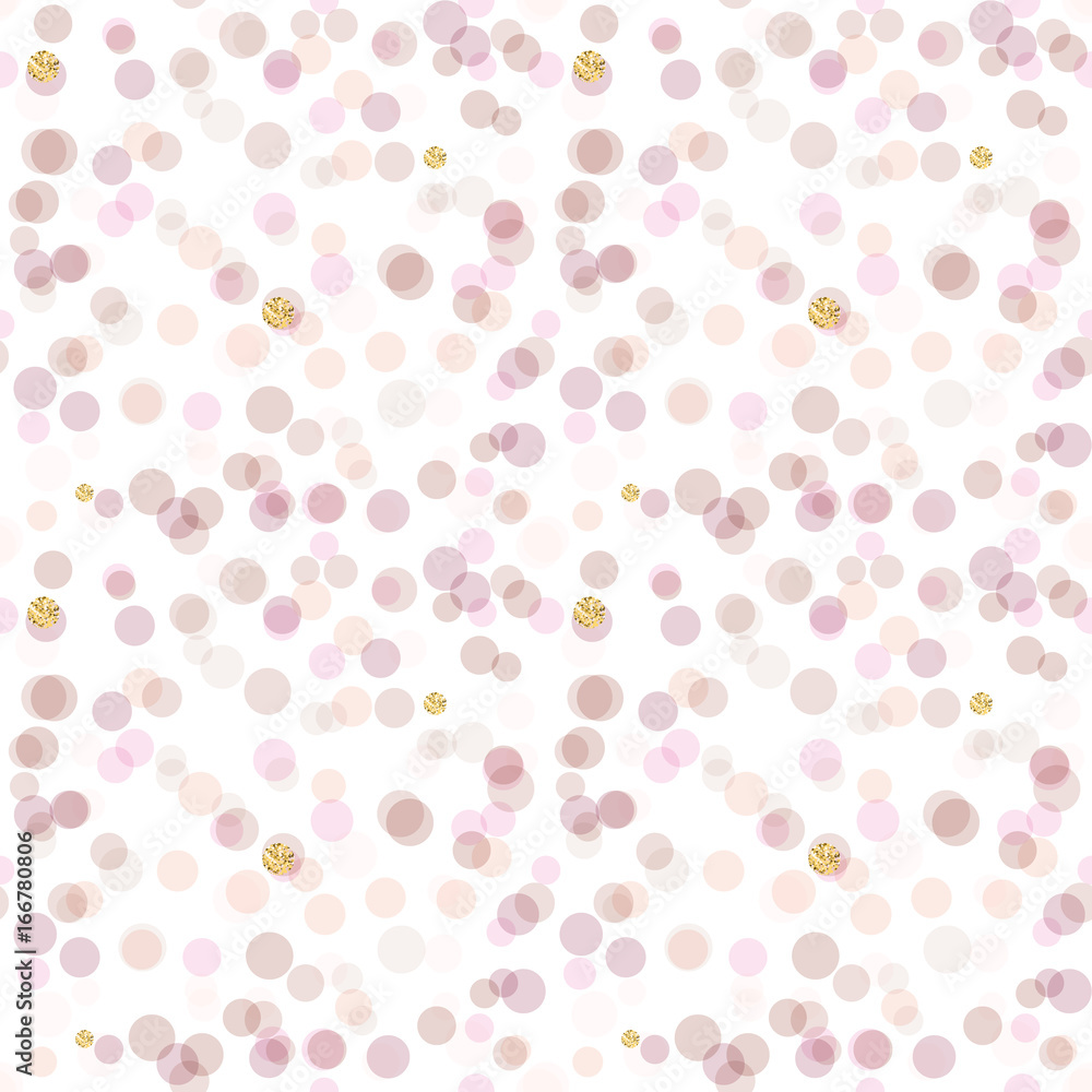 Poster modern abstract vector confetti background. seamless pattern in soft pastel colors and golden glitte