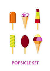 Popsicle & Ice Cream Flat Icons Set