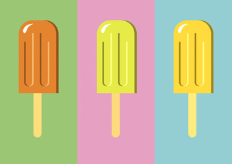 Three Color Popsicle Flat Illustration Set 1