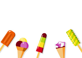 Popsicle & Ice Cream Flat Illustration Background