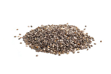Heap of Chia seeds with white background