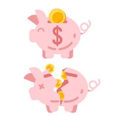 piggy bank with golden