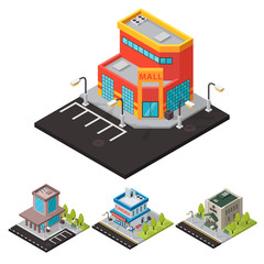 Vector isometric buildings isolated