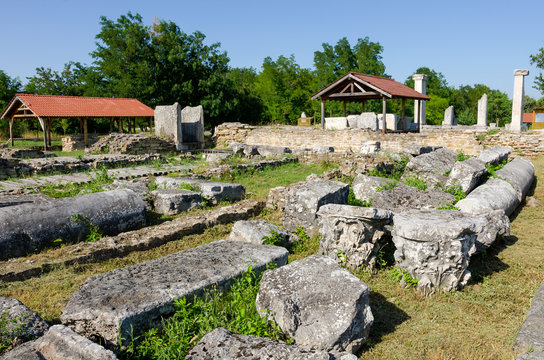 Architectural elements in the ancient city of Nicopolis ad Istrum, Bulgaria