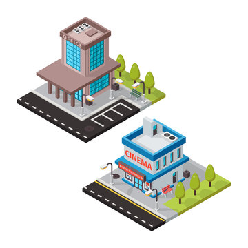 Vector isometric buildings isolated