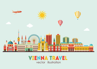 Vienna skyline. Vector illustration - stock vector - obrazy, fototapety, plakaty