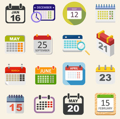 Calendar icons set business everyday planning collection vector