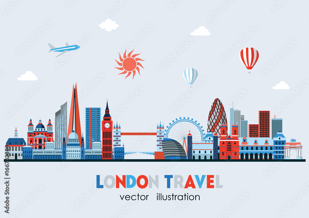 Wall mural London detailed Skyline. Vector illustration - stock vector