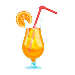 cartoon style illustration of fruit cocktail.