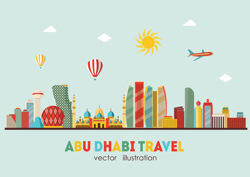 Abu Dhabi skyline - vector illustration - stock vector