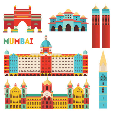 Mumbai skyline silhouette. Vector illustration - stock vector