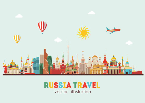 Russia skyline detailed silhouette. Vector illustration - stock vector