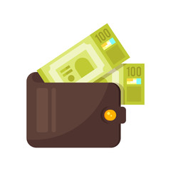 illustration of wallet with money.