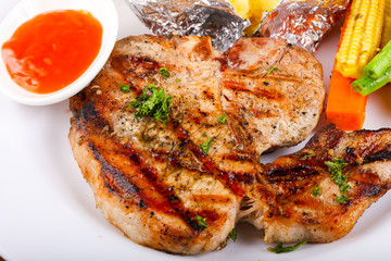 Grilled pork steak