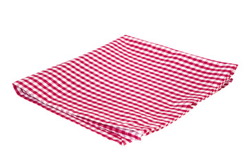 Red folded picnic cloth isolated.