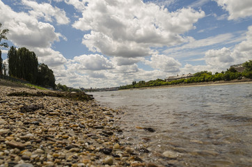 sunny summer scene on beach of of Danube