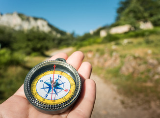 hiking with compass