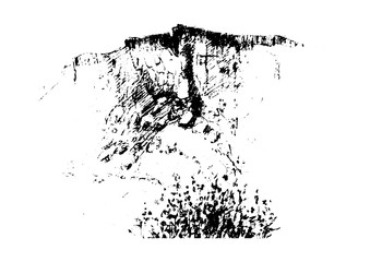 Vector image of nature rock, stones, plants.