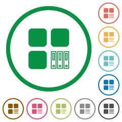 Fototapeta premium Archive component flat icons with outlines