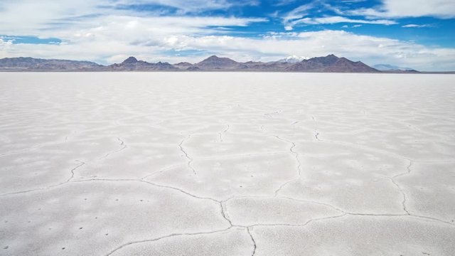 Time Lapse Moving Over Crack In The Salt Flats Desert In Utah