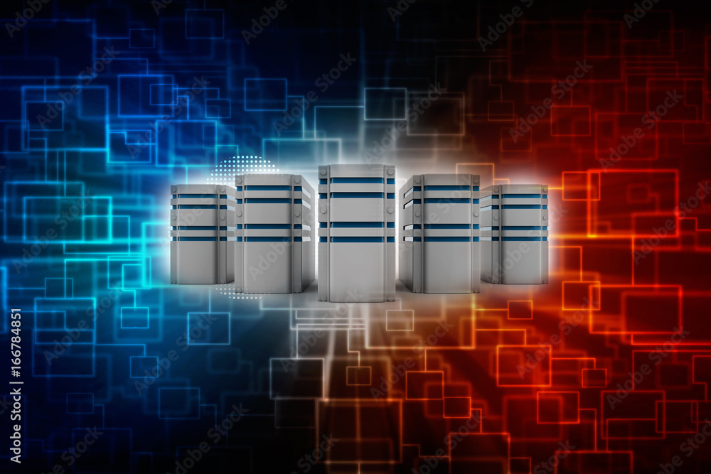 Poster 3d rendering database storage illustration