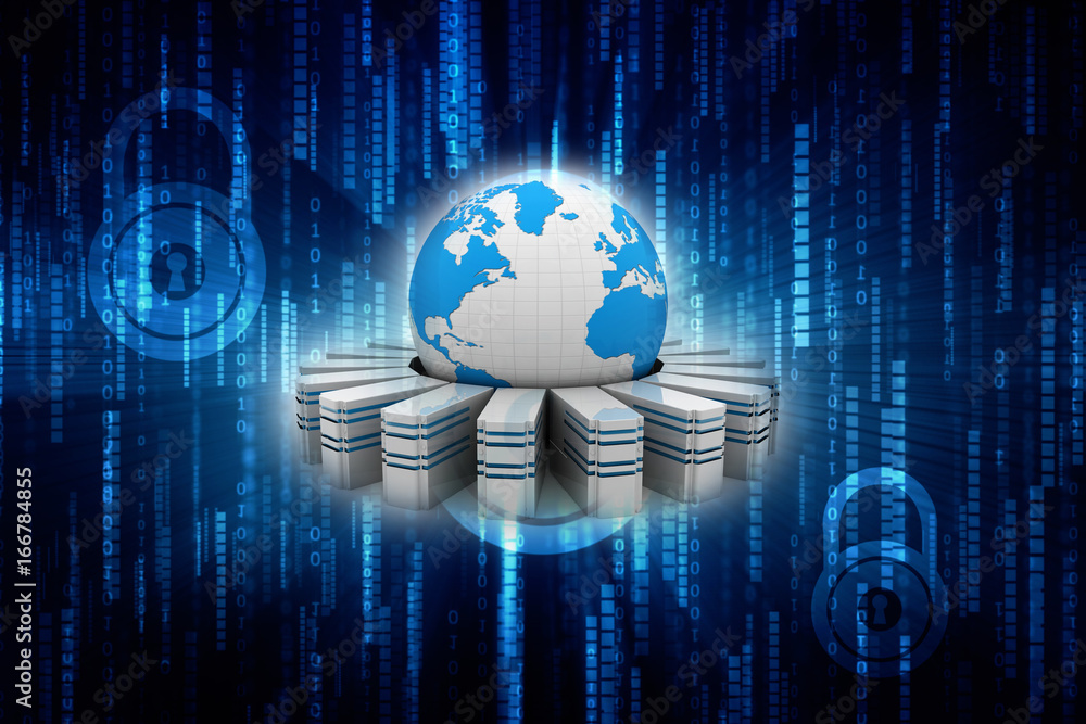 Poster 3d rendering database storage illustration