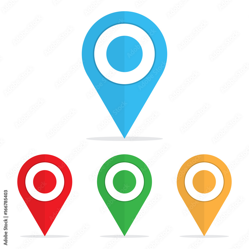 Poster set of bright map pointers. pin icon. vector illustration