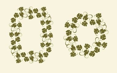 Background for text with vines and bunches of grapes.