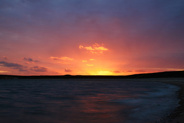 Colourful sunset at Kaas beach in Denmark