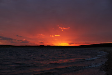 Obraz premium Colourful sunset at Kaas beach in Denmark