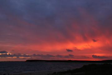 Colourful sunset at Kaas beach in Denmark