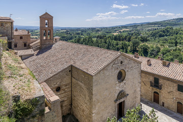 Fototapeta na wymiar Top view of the Collegiata della Santissima Trinità church, Cetona, Siena, Tuscany, Italy