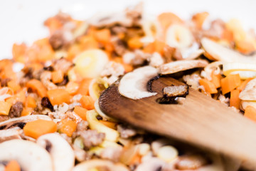 Roasted vegetables on cooking pan