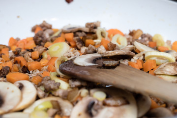 Roasted vegetables on cooking pan