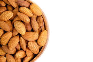 Almond nuts on isolated white background